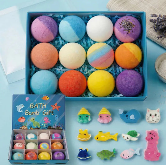 Heizune™ Kids Bath Bombs with Hidden Surprise Toys – 12 Pack Fun Set