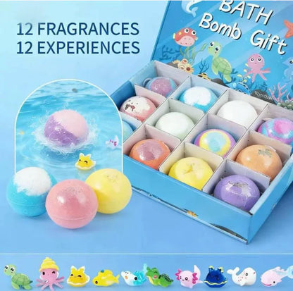 Heizune™ Kids Bath Bombs with Hidden Surprise Toys – 12 Pack Fun Set