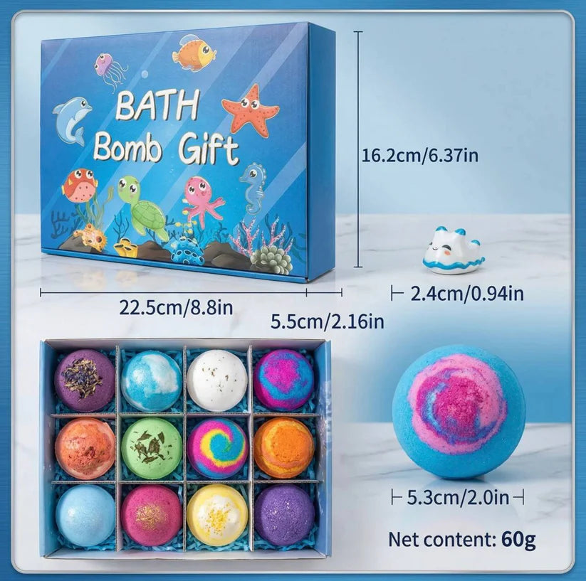Heizune™ Kids Bath Bombs with Hidden Surprise Toys – 12 Pack Fun Set