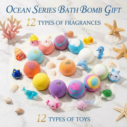 Heizune™ Kids Bath Bombs with Hidden Surprise Toys – 12 Pack Fun Set