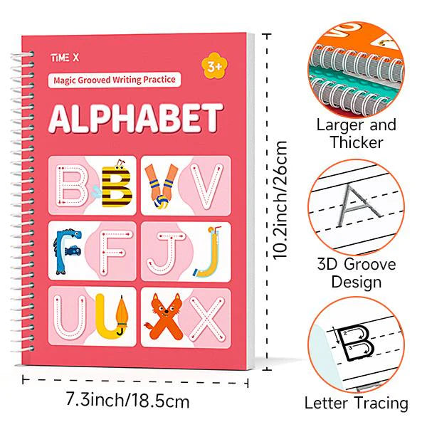 HEIZUNE™ 6 Reusable Grooved Handwriting Workbook for Kids